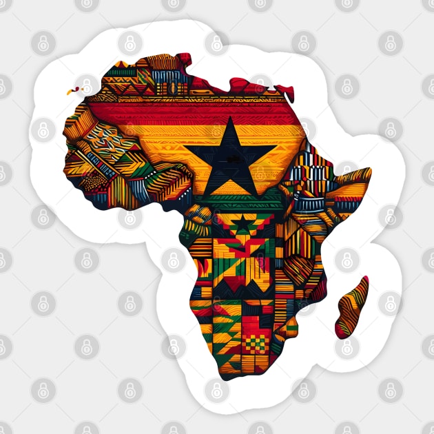 African Map Kente Pattern Ghana Flag Sticker by Graceful Designs